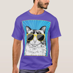 Ragdoll Cat Portrait Pop Art Cat met zonnebril T-shirt
