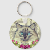 Ragdoll Cat Rozen Sleutelhanger (Voorkant)