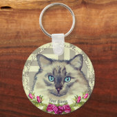 Ragdoll Cat Rozen Sleutelhanger (Voorkant)