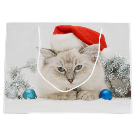Ragdoll Cat Santa Large Gift Bag Groot Cadeauzakje (Voorkant)