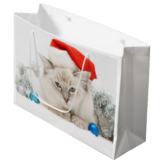 Ragdoll Cat Santa Large Gift Bag Groot Cadeauzakje (Voorkant Gekanteld)
