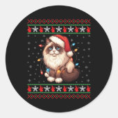 Ragdoll Cat Ugly Christmas Ragdoll Cat Xmas Lighti Ronde Sticker (Voorkant)