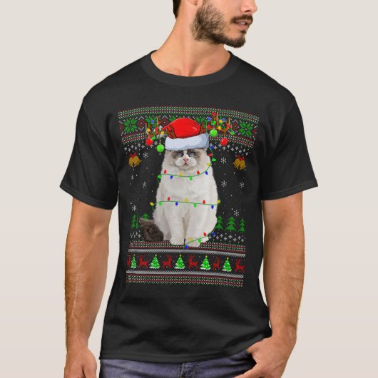 Ragdoll Cat Ugly Christmas Sweaters Holiday Santa (Voorkant)