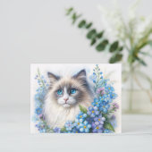 Ragdoll Cat With Forget-Me-Nots Briefkaart (Staand voorkant)