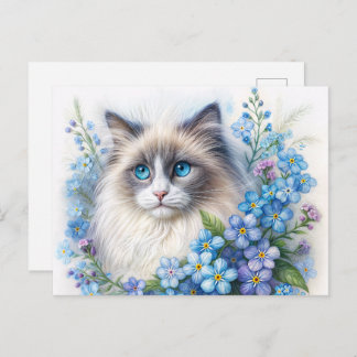 Ragdoll Cat With Forget-Me-Nots Briefkaart