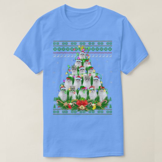 Ragdoll Cat Xmas Lighting Tree Santa Ragdoll Ugly T-shirt (Design voorkant)