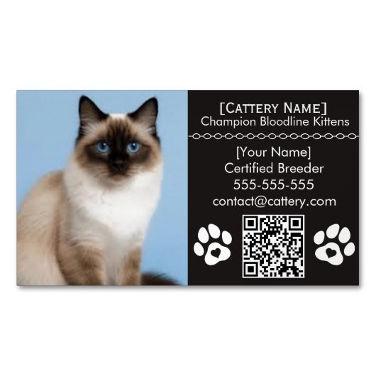 Ragdoll Cattery Aanpasbare Kattenfokker Magneet (Voorkant)