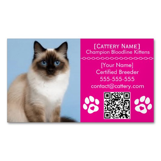 Ragdoll Cattery Aanpasbare Kattenfokker Magneet (Voorkant)