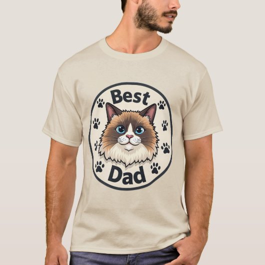 Ragdoll Dad, tweekleurig T-shirt (Voorkant)