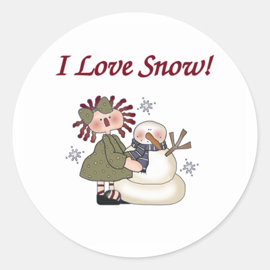 Ragdoll en Sneeuwman Ronde Sticker (Voorkant)