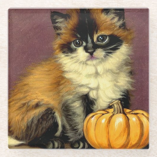 Ragdoll Halloween Cat Glazen Onderzetter (Voorkant)