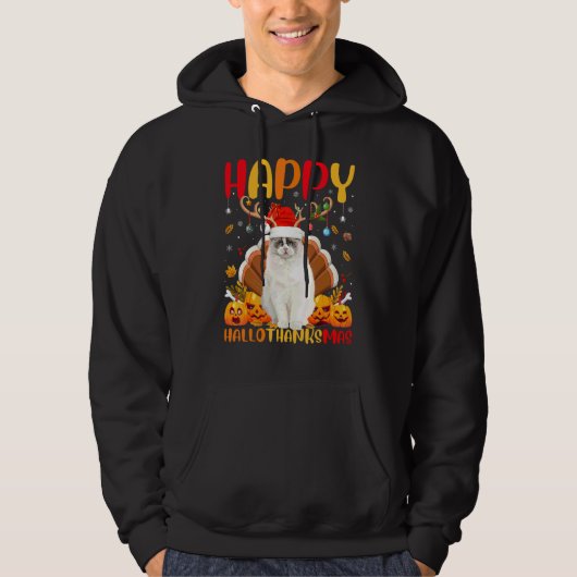 Ragdoll-hond Gelukkige Ragdoll Hellothanksmas Hoodie (Voorkant)