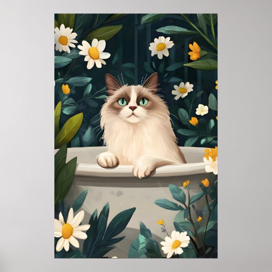 Ragdoll in badposter, grappige katposter poster (Voorkant)