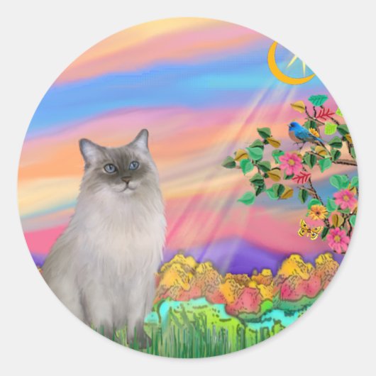 Ragdoll kat (blauw punt) - Dagster Ronde Sticker (Voorkant)