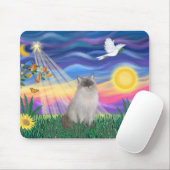 Ragdoll kat (blauw punt) - schemering muismat (Met muis)