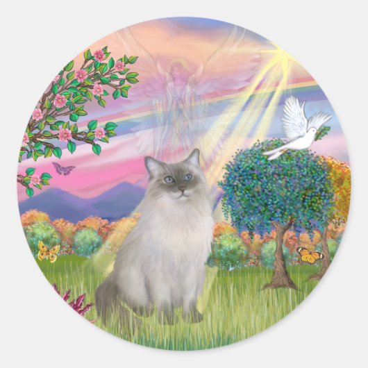 Ragdoll kat (blauw punt) - Wolkenengel Ronde Sticker (Voorkant)