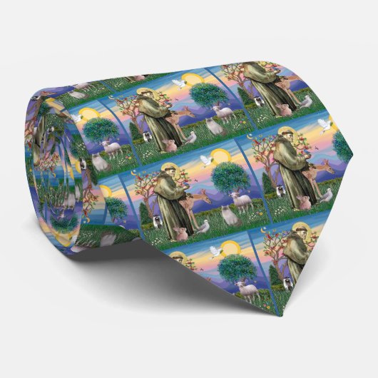 Ragdoll Kat (Blauwe Punt) en Sint Franciscus Stropdas (Opgerold)