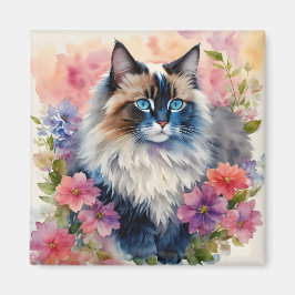 Ragdoll Kat Bloemenkunst Magneet