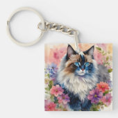 Ragdoll Kat Bloemenkunst Sleutelhanger (Voorkant)