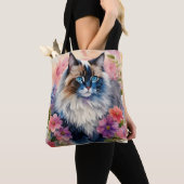 Ragdoll Kat Bloemenportret Kunst Tote Bag (Dichtbij)
