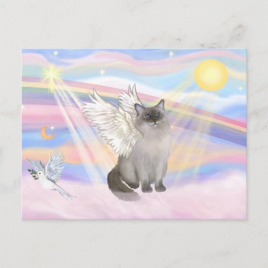 Ragdoll kat (Blue Point) engel - Wolken Briefkaart (Voorkant)