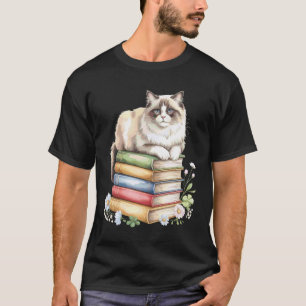 Ragdoll Kat Boekenwurm Bloemen Boek Lezen Boeken P T-shirt
