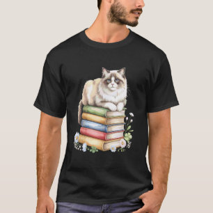 Ragdoll Kat Boekenwurm Bloemen Boek Lezen Boeken P T-shirt