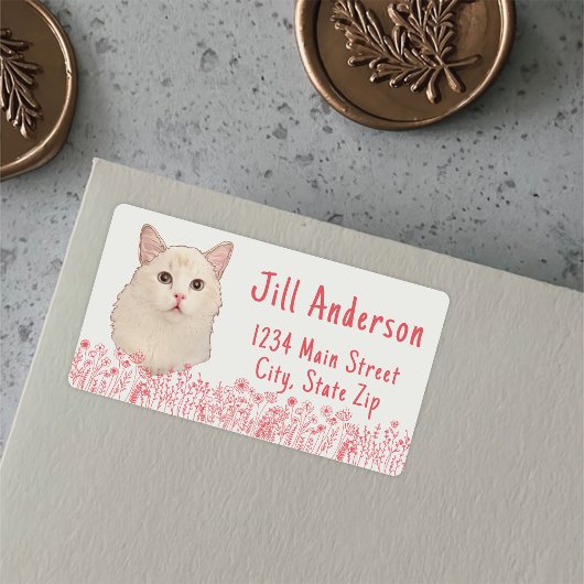 Ragdoll Kat Gepersonaliseerde Hand Tekening Etiket