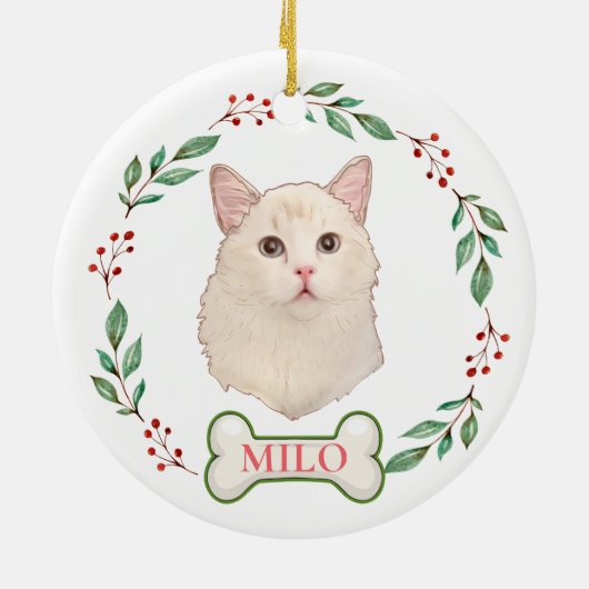 Ragdoll Kat Gepersonaliseerde Hand Tekening Keramisch Ornament (Achterkant)