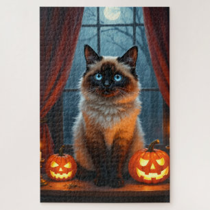 Ragdoll Kat Gotische Halloween Portret Kunst Legpuzzel