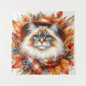 Ragdoll kat in de herfst met sjaal wandkleed (Voorkant)