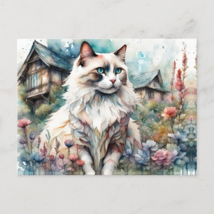 Ragdoll Kat in Engelse Tuin Briefkaart