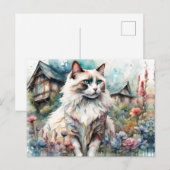 Ragdoll Kat in Engelse Tuin Briefkaart (Voorkant / Achterkant)