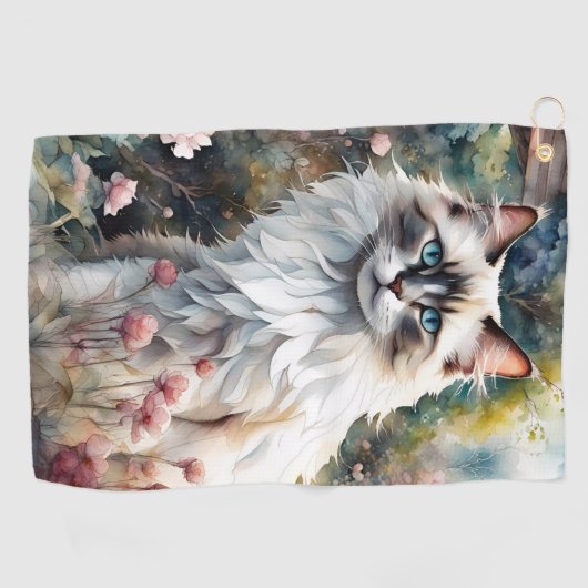Ragdoll Kat in Engelse Tuin Golfhanddoek (Horizontaal)