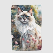 Ragdoll Kat in Engelse Tuin Golfhanddoek (Voorkant)