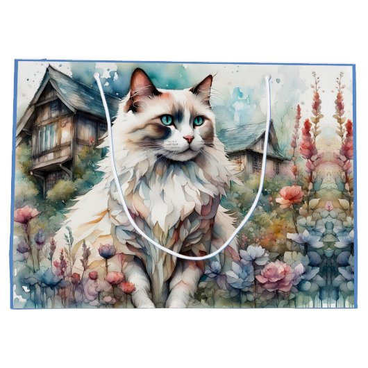 Ragdoll Kat in Engelse Tuin Groot Cadeauzakje (Achterkant)