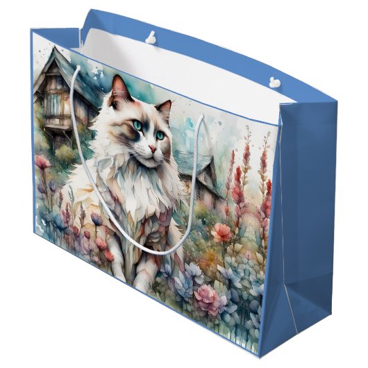 Ragdoll Kat in Engelse Tuin Groot Cadeauzakje (Achterkant Gekanteld)