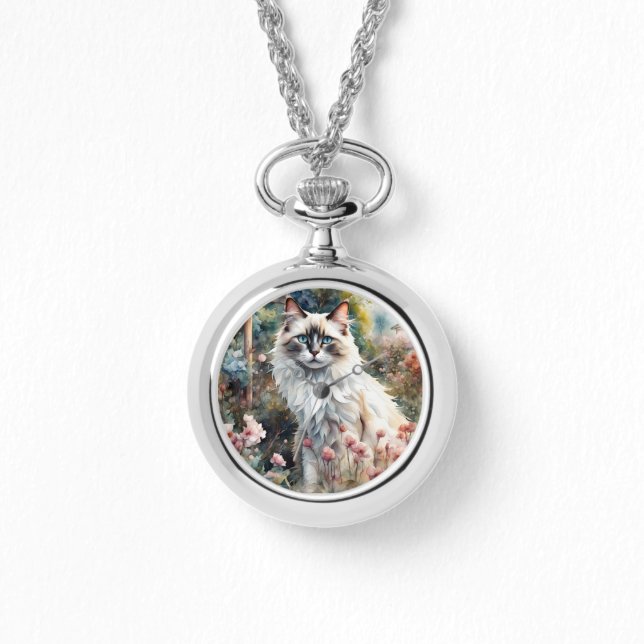 Ragdoll Kat in Engelse Tuin Horloge (Voorkant)