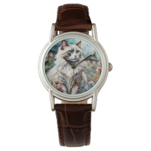 Ragdoll Kat in Engelse Tuin Horloge