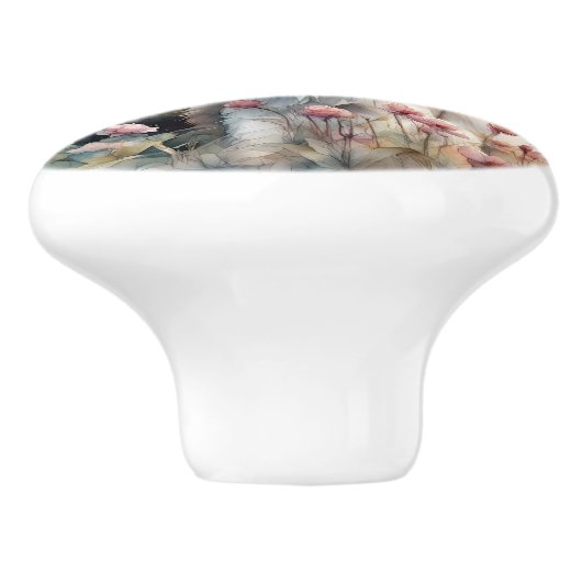 Ragdoll Kat in Engelse Tuin Keramische Knop (Zijkant)