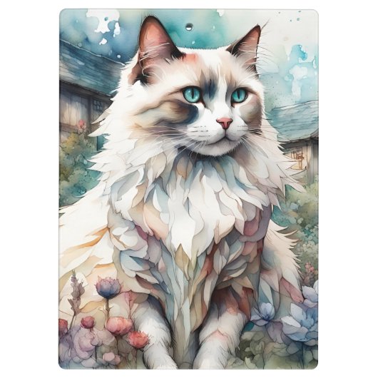 Ragdoll Kat in Engelse Tuin Klembord (Achterkant)