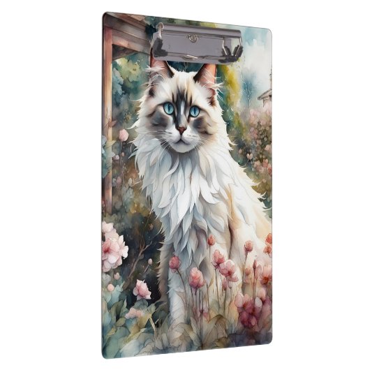 Ragdoll Kat in Engelse Tuin Klembord (Rechts)