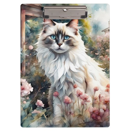 Ragdoll Kat in Engelse Tuin Klembord (Voorkant)
