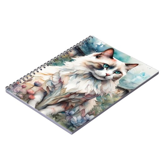 Ragdoll Kat in Engelse Tuin Notitieboek (Linkerzijde)