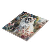 Ragdoll Kat in Engelse Tuin Tegeltje (Zijkant)