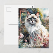 Ragdoll Kat in Engelse Tuin Verjaardag Briefkaart (Voorkant / Achterkant)
