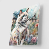 Ragdoll Kat in Engelse Tuin Vierkante Klok (Hoek)