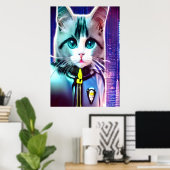 Ragdoll kat in politie uniform | AI Art Poster (Thuiskantoor)
