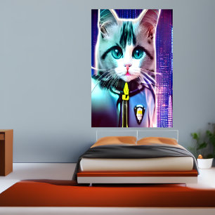 Ragdoll kat in politie uniform   AI Art Poster