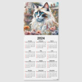 Ragdoll Kat in Tuin Magnetische Kalender Kaart (Voorkant)